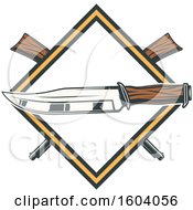 Clipart Of A Hunting Knife And Rifle Diamond Design Royalty Free Vector Illustration
