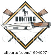 Poster, Art Print Of Hunting Knife Deer And Rifle Diamond Design
