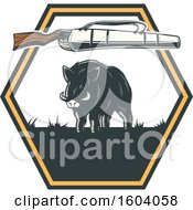 Clipart Of A Boar Hunting Design Royalty Free Vector Illustration
