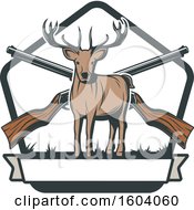 Poster, Art Print Of Buck Deer And Hunting Rifles Design