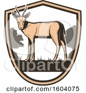 Poster, Art Print Of Wild Antelope And Shield Design