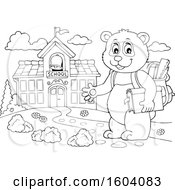 Poster, Art Print Of Lineart Student Panda By A School