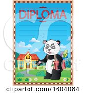 Poster, Art Print Of Diploma Certificate Of A Student Panda By A School