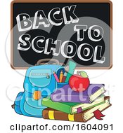 Clipart Of A Book Bag With A Back To School Blackboard Royalty Free Vector Illustration