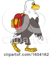 Poster, Art Print Of Bald Eagle School Mascot Character Wearing A Backpack