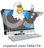 Poster, Art Print Of Bald Eagle School Mascot Character Emerging From A Computer Screen