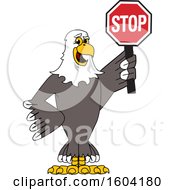 Poster, Art Print Of Bald Eagle School Mascot Character Holding A Stop Sign