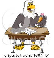 Poster, Art Print Of Bald Eagle School Mascot Character Writing At A Desk