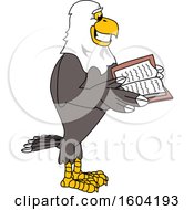 Poster, Art Print Of Bald Eagle School Mascot Character Reading A Book