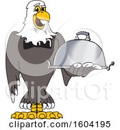Poster, Art Print Of Bald Eagle School Mascot Character Holding A Platter