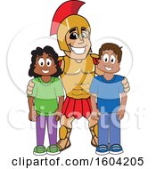 Poster, Art Print Of Spartan Or Trojan Warrior School Mascot Character With Students