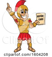 Poster, Art Print Of Spartan Or Trojan Warrior School Mascot Character Holding A Report Card