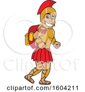 Clipart Of A Spartan Or Trojan Warrior School Mascot Character Wearing A Backpack Royalty Free Vector Illustration