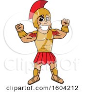 Poster, Art Print Of Spartan Or Trojan Warrior School Mascot Character Flexing His Muscles