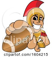 Poster, Art Print Of Spartan Or Trojan Warrior School Mascot Character Grabbing A Football