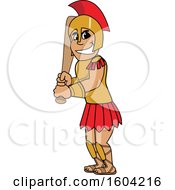 Clipart Of A Spartan Or Trojan Warrior School Mascot Character Holding A Baseball Bat Royalty Free Vector Illustration by Toons4Biz