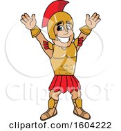 Poster, Art Print Of Spartan Or Trojan Warrior School Mascot Character Cheering Or Welcoming