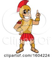 Poster, Art Print Of Spartan Or Trojan Warrior School Mascot Character Holding Up A Finger