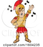 Poster, Art Print Of Spartan Or Trojan Warrior School Mascot Character Singing