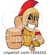 Poster, Art Print Of Spartan Or Trojan Warrior School Mascot Character Holding A Thumb Up