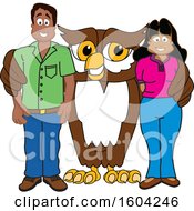 Poster, Art Print Of Brown And White Owl School Mascot Character With Parents