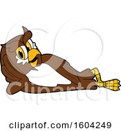 Poster, Art Print Of Brown And White Owl School Mascot Character Relaxing