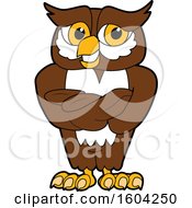 Poster, Art Print Of Brown And White Owl School Mascot Character With Folded Arms