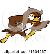 Poster, Art Print Of Brown And White Owl School Mascot Character Playing Football