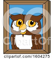 Poster, Art Print Of Brown And White Owl School Mascot Character Portrait