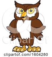 Poster, Art Print Of Brown And White Owl School Mascot Character With Hands On His Hips
