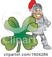 Poster, Art Print Of Knight School Mascot Character With A St Patricks Day Clover