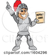 Poster, Art Print Of Knight School Mascot Character Holding A Report Card