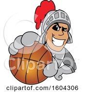 Poster, Art Print Of Knight School Mascot Character Grabbing A Basketball