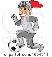 Poster, Art Print Of Knight School Mascot Character Playing Soccer