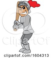 Clipart Of A Knight School Mascot Character Holding A Baseball Bat Royalty Free Vector Illustration by Toons4Biz