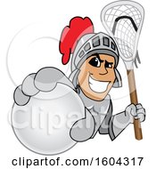 Poster, Art Print Of Knight School Mascot Character Holding A Lacrosse Ball And Stick