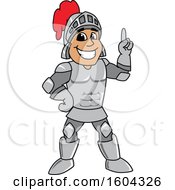 Poster, Art Print Of Knight School Mascot Character Holding Up A Finger