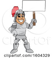 Poster, Art Print Of Knight School Mascot Character Holding A Blank Sign