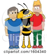 Hornet Or Yellow Jacket School Mascot Character With Students