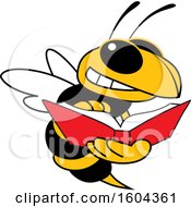 Hornet Or Yellow Jacket School Mascot Character Reading A Book