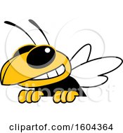 Hornet Or Yellow Jacket School Mascot Character Over A Sign