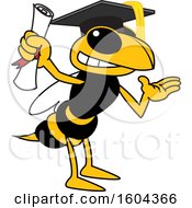 Hornet Or Yellow Jacket School Mascot Character Graduate