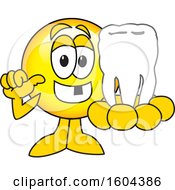 Clipart Of A Smiley Emoji School Mascot Character Holding A Tooth Royalty Free Vector Illustration