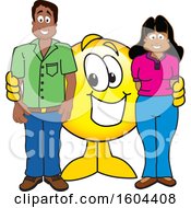 Clipart Of A Smiley Emoji School Mascot Character With Parents Royalty Free Vector Illustration