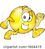 Smiley Emoji School Mascot Character Running by Mascot Junction