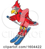 Poster, Art Print Of Red Cardinal Bird School Mascot Character Skiing