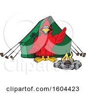 Poster, Art Print Of Red Cardinal Bird School Mascot Character Camping