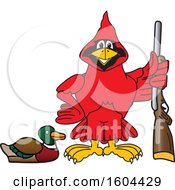 Poster, Art Print Of Red Cardinal Bird School Mascot Character Duck Hunting