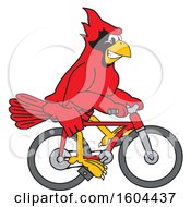 Poster, Art Print Of Red Cardinal Bird School Mascot Character Riding A Bicycle
