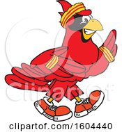 Poster, Art Print Of Red Cardinal Bird School Mascot Character Running Or Jogging